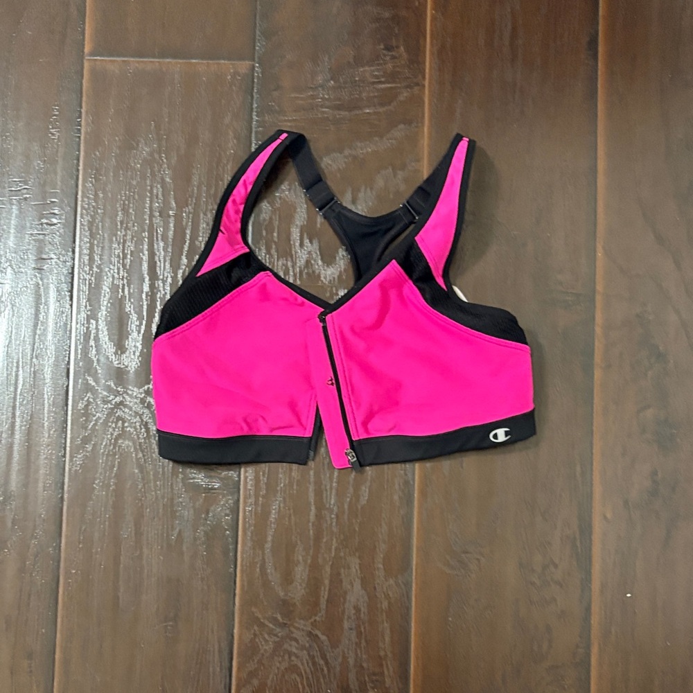 Champion Women's Hot Pink and Black Sports Bra